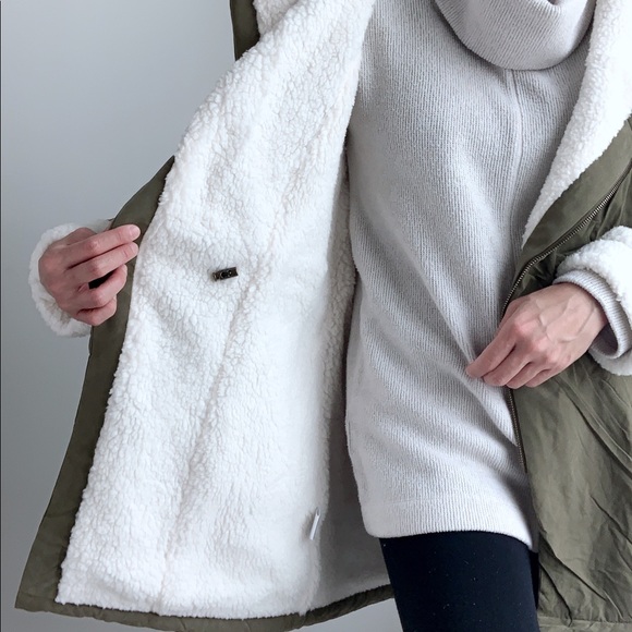 MILITARY FAUX FUR PARKA JACKET - OLIVE - Picture 16 of 16